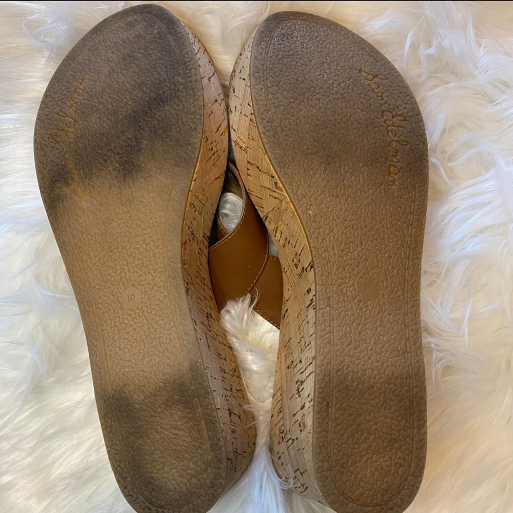 Sam Edelman Cognac Brown Romy Cork Wedge Thong Sandals Size 9 - Picture 7 of 8